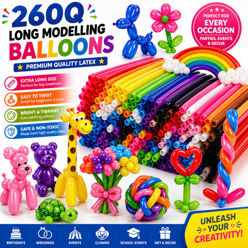 100 long plain balloons - 100, x