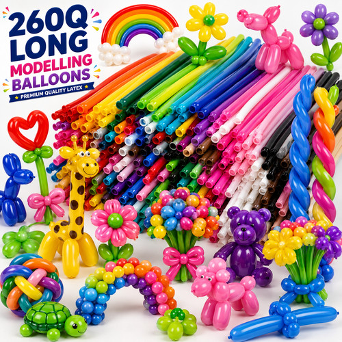 100 long plain balloons - long,