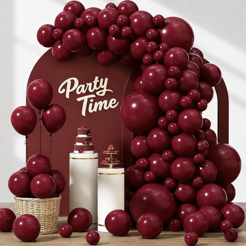 Burgundy balloons 102pcs - burgundy, balloons,