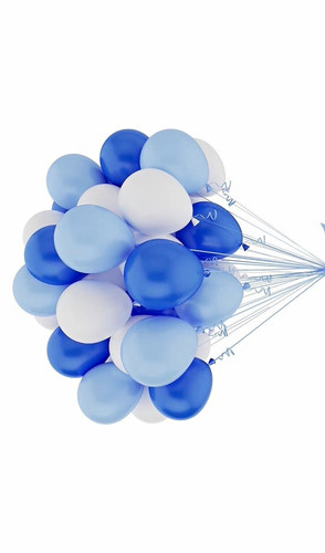 Blue white latex balloons - &,